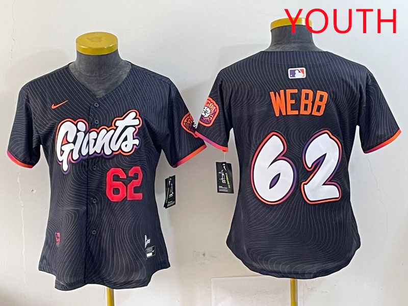 Youth San Francisco Giants #62 Webb Black Joint Name Nike 2025 MLB Jersey style 7